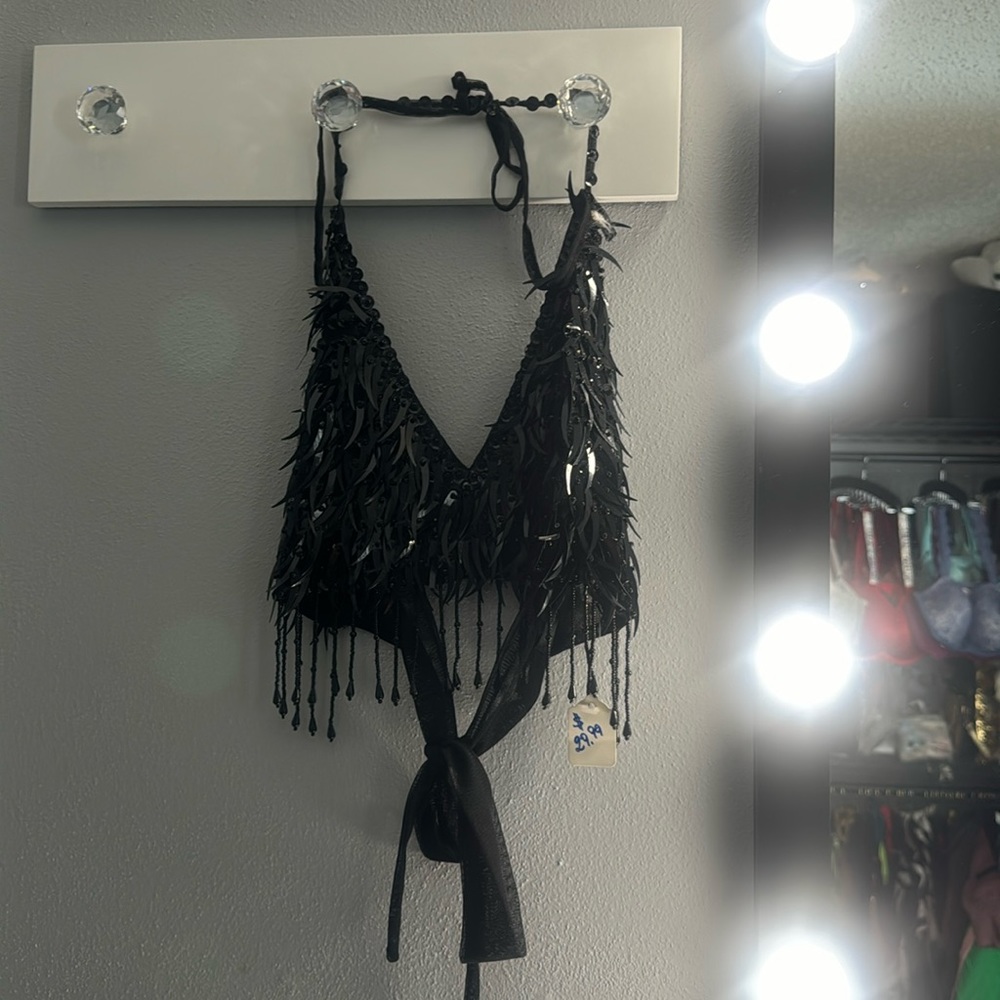 Black crop top with adornments:).. so fun!!